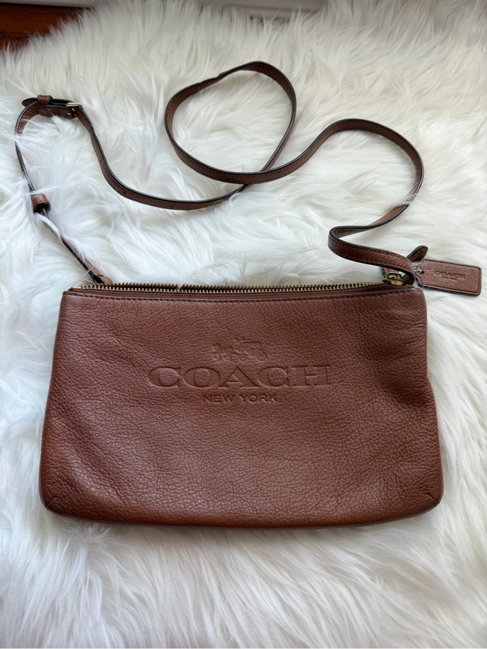 Coach Brown Pebbled Leather Crossbody